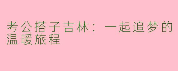 考公搭子吉林：一起追梦的温暖旅程