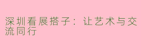 深圳看展搭子:让艺术与交流同行