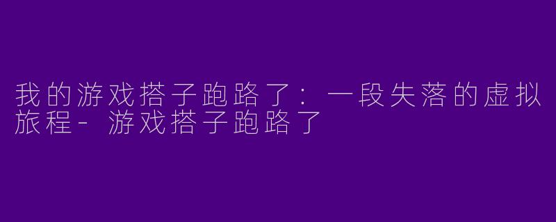 我的游戏搭子跑路了:一段失落的虚拟旅程
