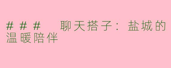 ### 聊天搭子：盐城的温暖陪伴