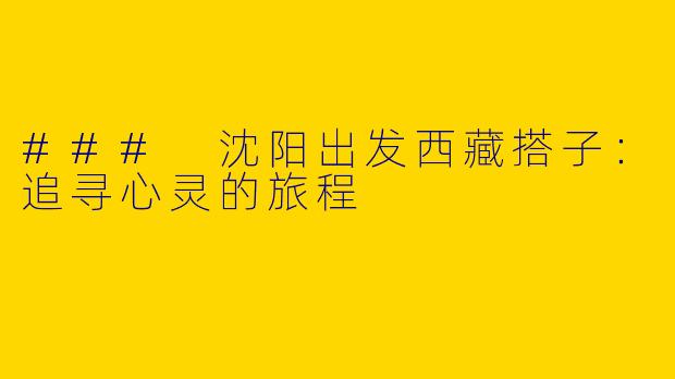 ### 沈阳出发西藏搭子：追寻心灵的旅程
