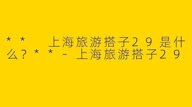 ** 上海旅游搭子29是什么？**