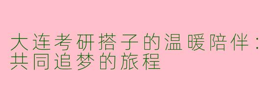 大连考研搭子的温暖陪伴：共同追梦的旅程