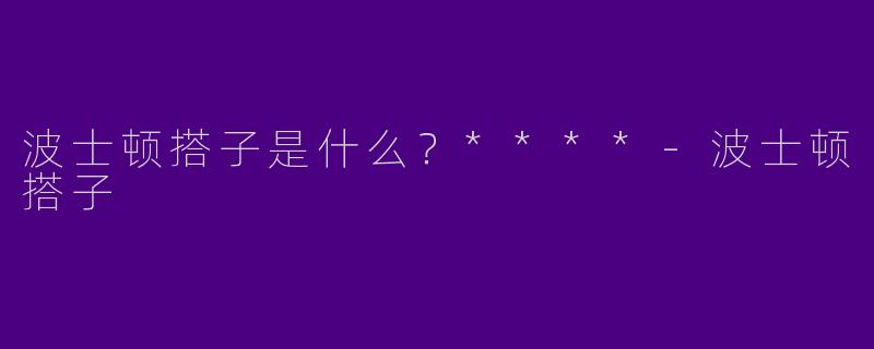 波士顿搭子是什么?****