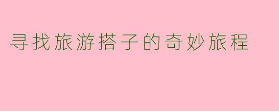 寻找旅游搭子的奇妙旅程