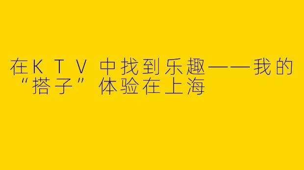 在KTV中找到乐趣——我的“搭子”体验在上海