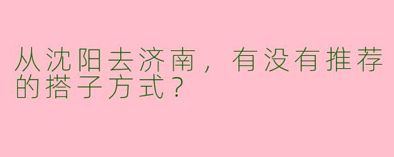 从沈阳去济南,有没有推荐的搭子方式?