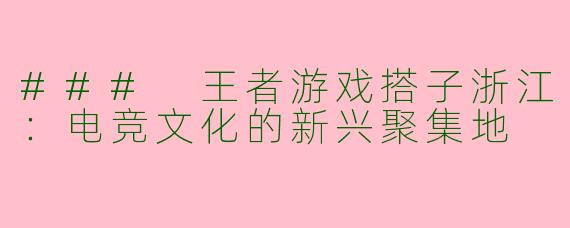 ### 王者游戏搭子浙江：电竞文化的新兴聚集地