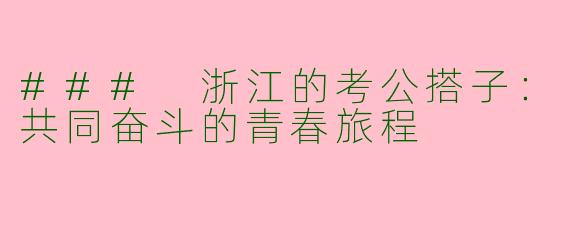 ### 浙江的考公搭子：共同奋斗的青春旅程