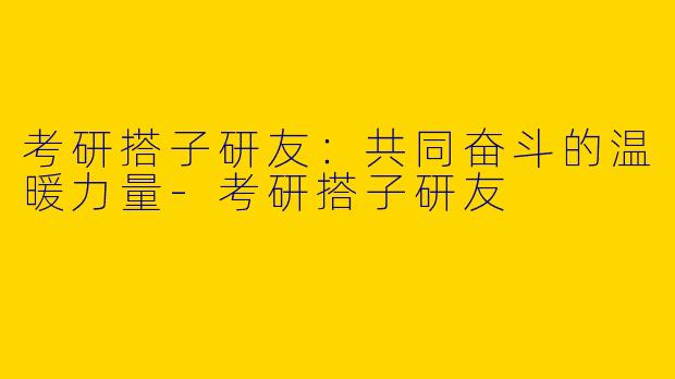 考研搭子研友：共同奋斗的温暖力量-考研搭子研友
