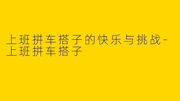 上班拼车搭子的快乐与挑战-上班拼车搭子