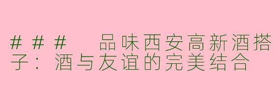 ### 品味西安高新酒搭子：酒与友谊的完美结合