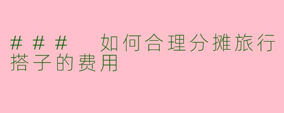 ### 如何合理分摊旅行搭子的费用