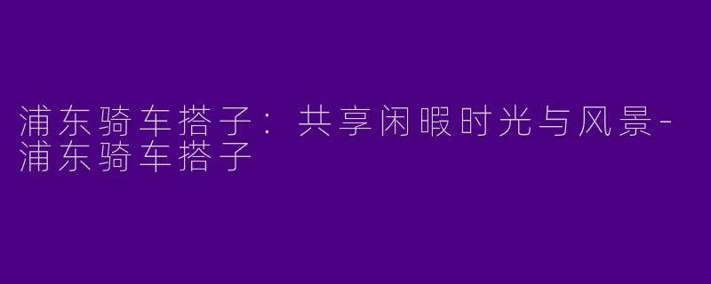 浦东骑车搭子:共享闲暇时光与风景