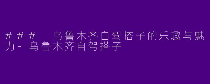 ### 乌鲁木齐自驾搭子的乐趣与魅力