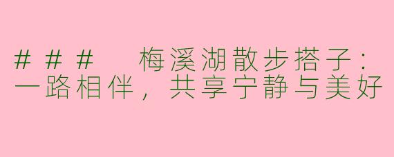 ### 梅溪湖散步搭子：一路相伴，共享宁静与美好