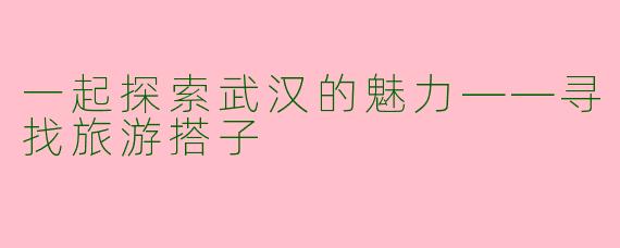 一起探索武汉的魅力——寻找旅游搭子