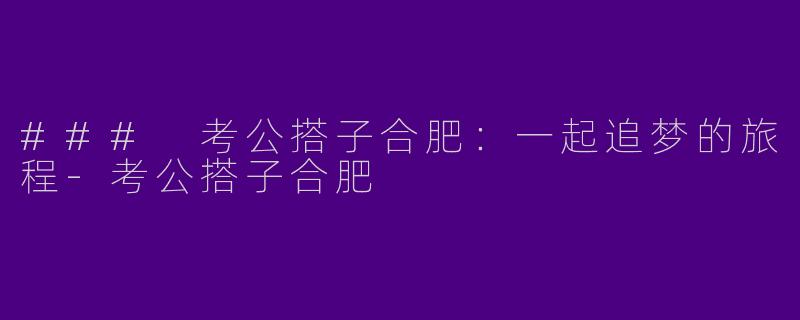 ### 考公搭子合肥：一起追梦的旅程-考公搭子合肥