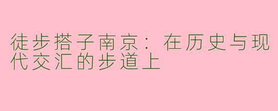 徒步搭子南京：在历史与现代交汇的步道上
