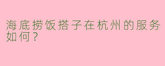 海底捞饭搭子在杭州的服务如何？  