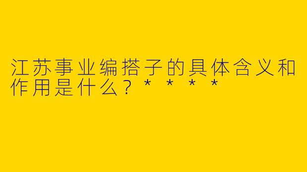 江苏事业编搭子的具体含义和作用是什么？****