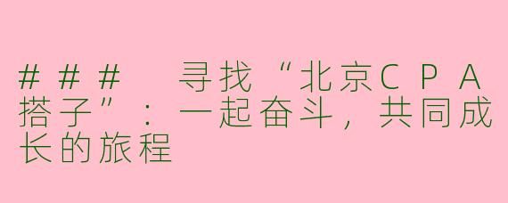 ### 寻找“北京CPA搭子”：一起奋斗，共同成长的旅程