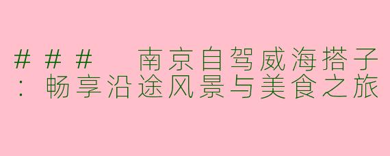 ### 南京自驾威海搭子：畅享沿途风景与美食之旅