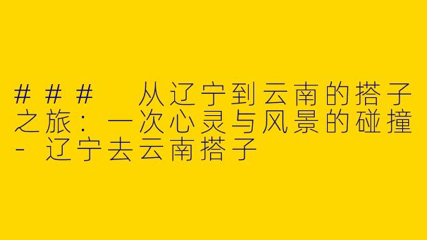 ### 从辽宁到云南的搭子之旅：一次心灵与风景的碰撞-辽宁去云南搭子
