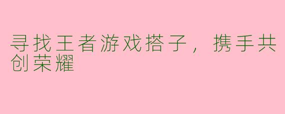 寻找王者游戏搭子，携手共创荣耀