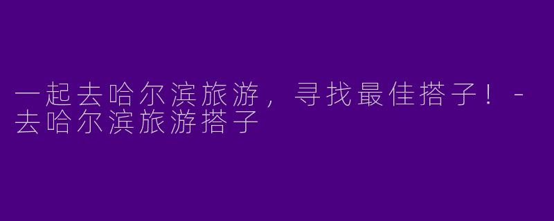 一起去哈尔滨旅游,寻找最佳搭子!