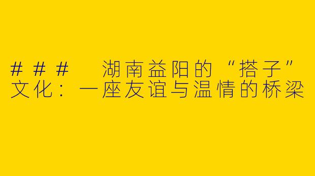 ### 湖南益阳的“搭子”文化：一座友谊与温情的桥梁