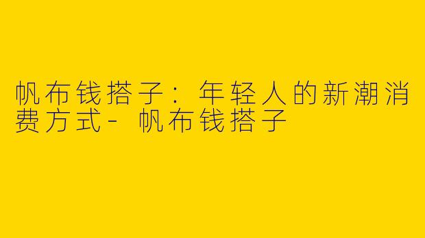 帆布钱搭子：年轻人的新潮消费方式