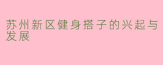 苏州新区健身搭子的兴起与发展