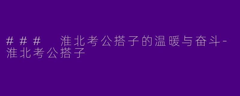 ### 淮北考公搭子的温暖与奋斗-淮北考公搭子