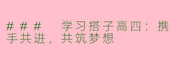### 学习搭子高四：携手共进，共筑梦想