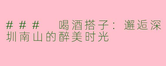 ### 喝酒搭子：邂逅深圳南山的醉美时光