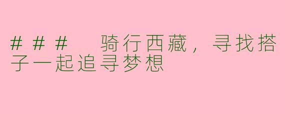 ### 骑行西藏，寻找搭子一起追寻梦想