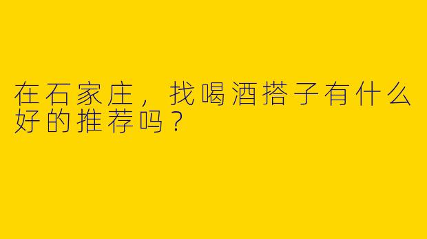 在石家庄，找喝酒搭子有什么好的推荐吗？