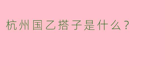 杭州国乙搭子是什么？