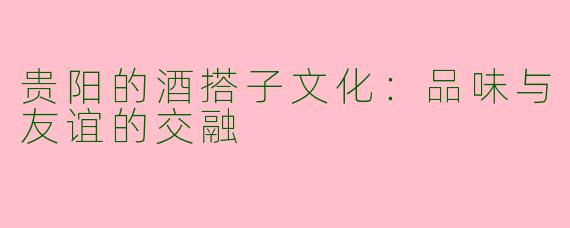 贵阳的酒搭子文化：品味与友谊的交融
