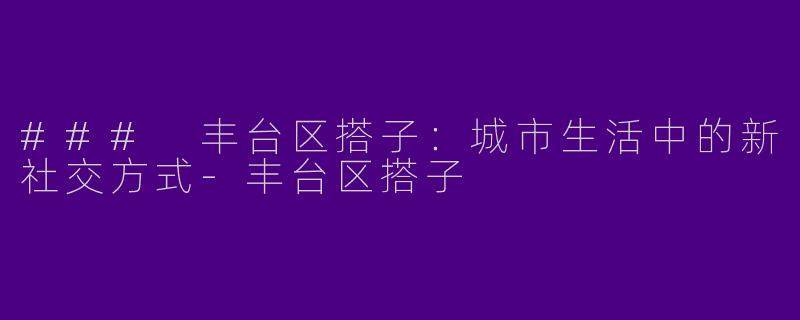 ### 丰台区搭子:城市生活中的新社交方式