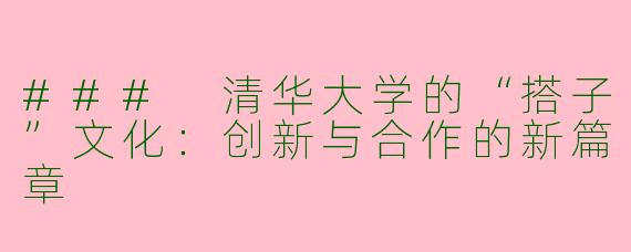 ### 清华大学的“搭子”文化：创新与合作的新篇章