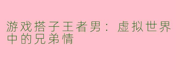 游戏搭子王者男：虚拟世界中的兄弟情