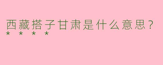 西藏搭子甘肃是什么意思？****