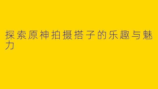 探索原神拍摄搭子的乐趣与魅力