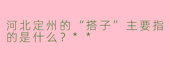 河北定州的“搭子”主要指的是什么？**