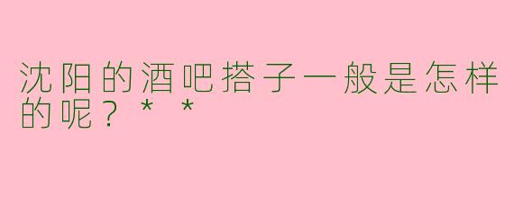 沈阳的酒吧搭子一般是怎样的呢？**