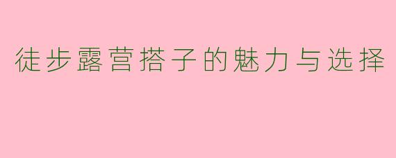 徒步露营搭子的魅力与选择