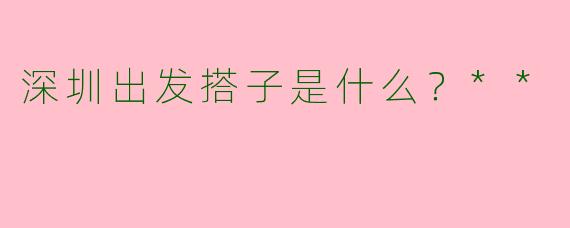 深圳出发搭子是什么？**