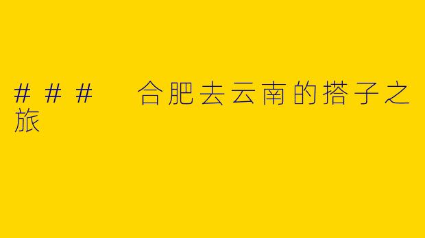 ### 合肥去云南的搭子之旅